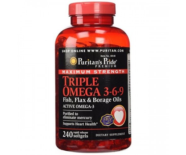 

Витамины Puritan's Pride Maximum Strength Triple Omega 3-6-9 Fish, Flax & Borage Oils 240 капсул (103095)