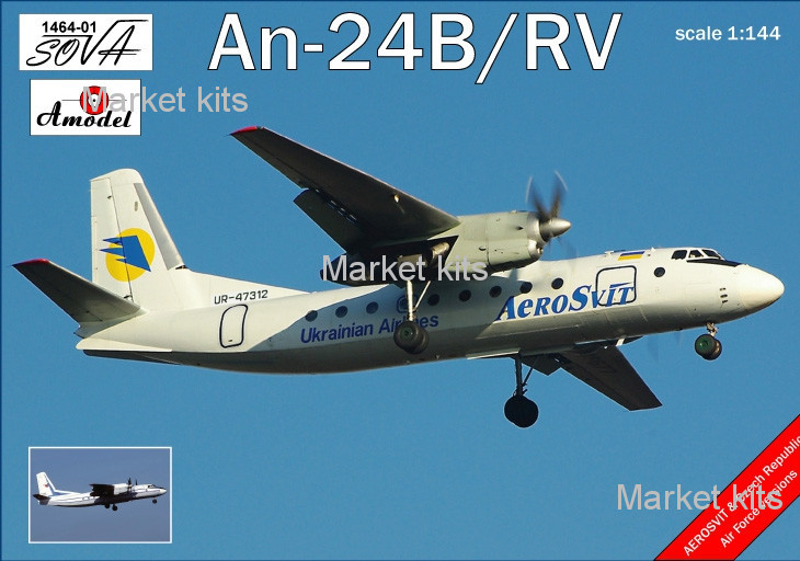 

Пассажирский авиалайнер Антонов Ан-24Б/РВ 1:144 AMODEL (AMO1464-01)