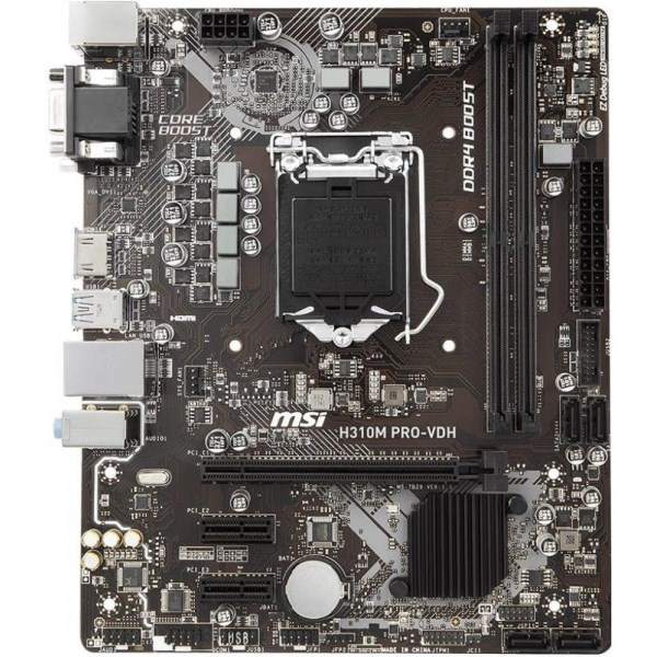 

Мат. плата MB MSI H310M PRO-VDH PLUS (iH310/s1151/2xDDR4 2666MHz/1xPCIe x16/2xPCIe x1/4xSATA3/Glan/2xUSB3.1/4xUSB2.0/D-Sub, DVI, HDMI/Audio 7.1ch/mATX)