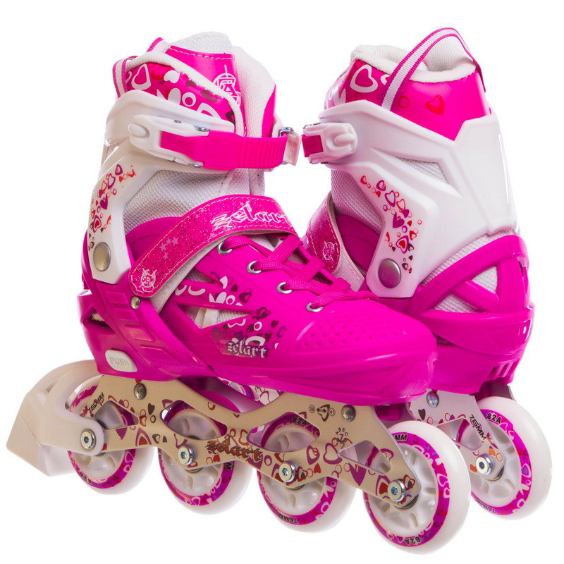 

Роликовые коньки раздвижные Zelart Z-096P HEARTFUL размер 38-41 Pink-White