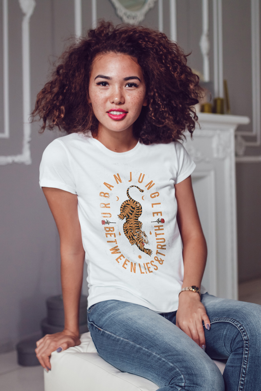 

Футболка с модным принтом OWEAR fash55WH-XXL Белый
