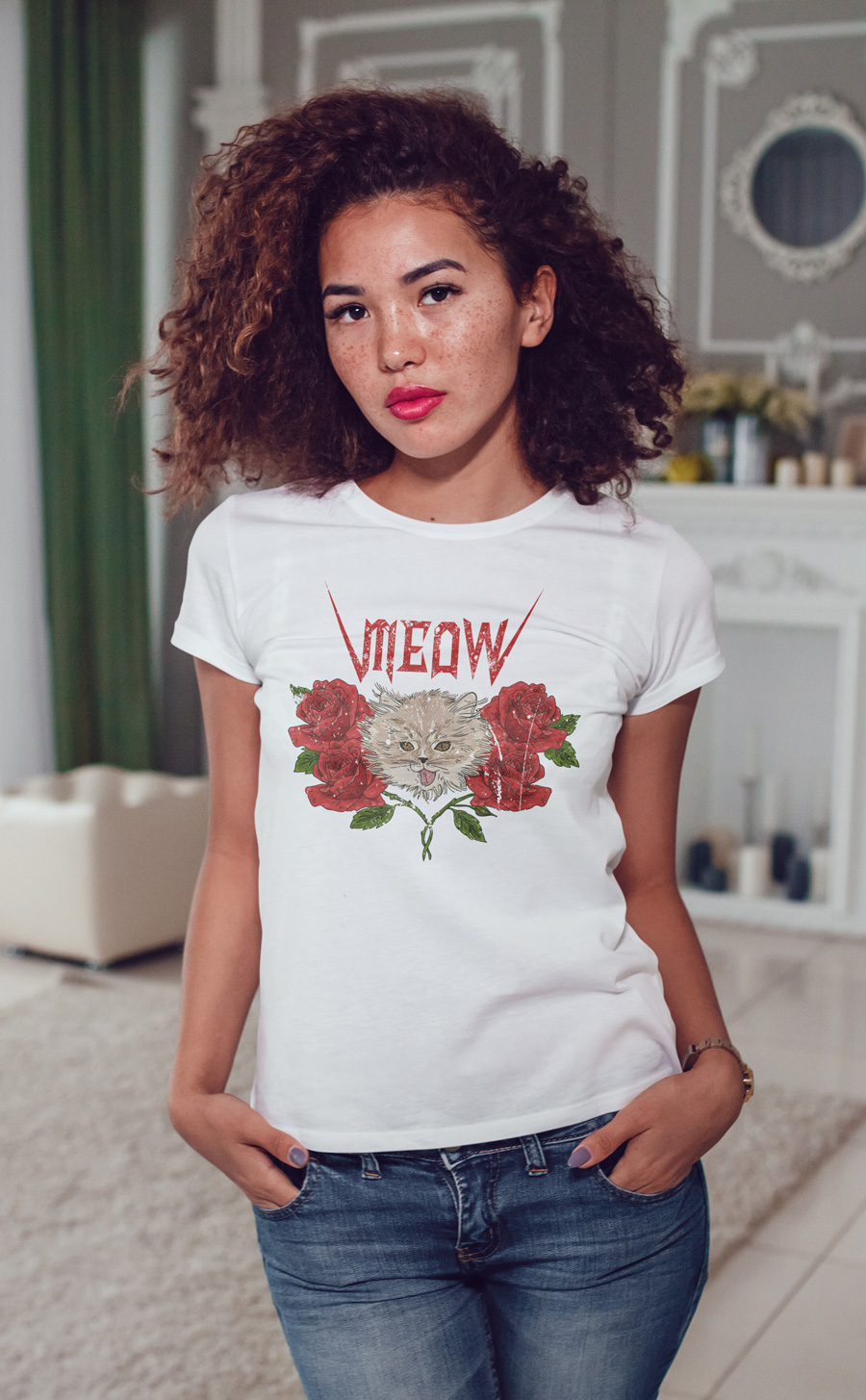 

Футболка с модным принтом OWEAR fash36WH-XXL Белый