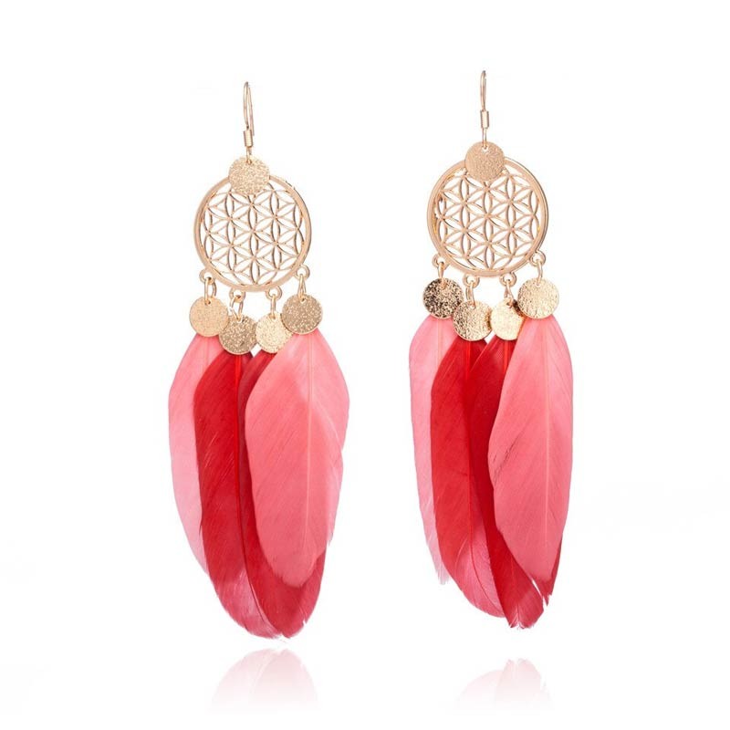 

Серьги перья Экзотик 8044 коралловый