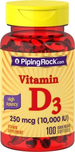 

Витамины Piping Rock High Potency Vitamin D3 10000 Iu 100 Softgels Высокоэффективный комплекс витамина D3