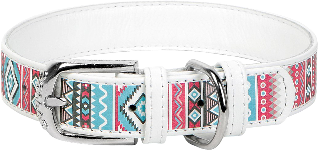 

Ошейник для собак кожаный Collar WAUDOG Design с QR паспортом, рисунок "Этно", XL, Ш 35 мм, Дл 46-60 см
