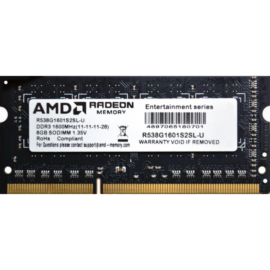 

Модуль пам&яті для ноутбука SoDIMM DDR3L 8GB 1600 MHz AMD (R538G1601S2SL-U)