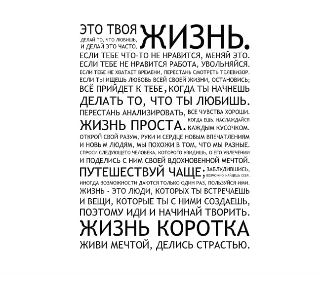 

Интерьерная виниловая наклейка на стену IdeaClock That's life 120х160 см Черная(39438-462)