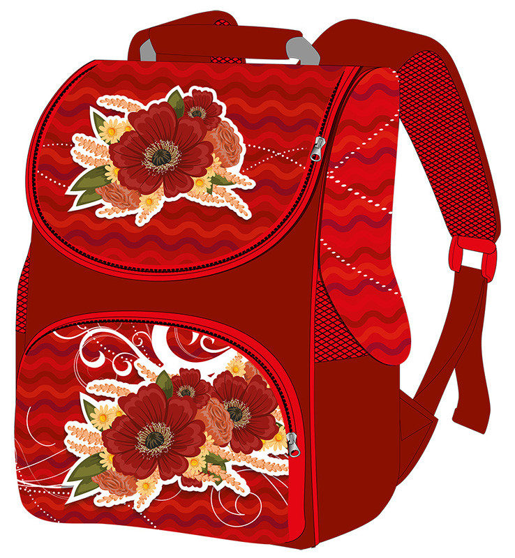 

Ранець-короб ортопедичний (Червоні маки) /33*26*16см, Smile A, 15