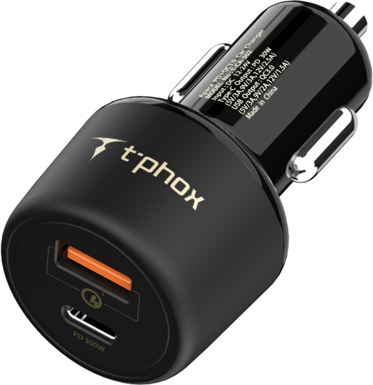 

Автомобильное зарядное устройство T-phox Type-C PD 30 Вт + QC 3.0 18 Вт Black (Apace Car 48W)