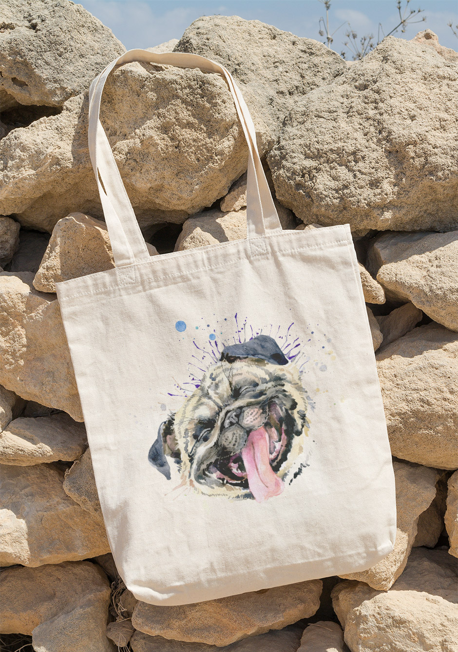 

Эко-сумка Owear с принтом "Собачки" dog80Bag-WH Светло-бежевый