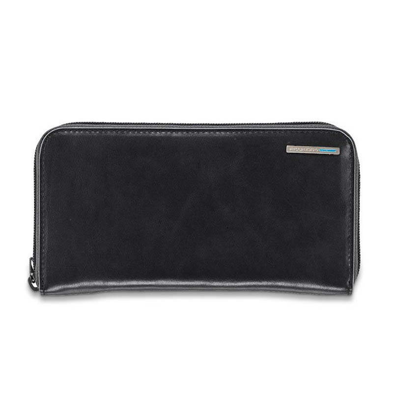 

Портмоне Piquadro Blue Square Black на молнии с RFID защитой