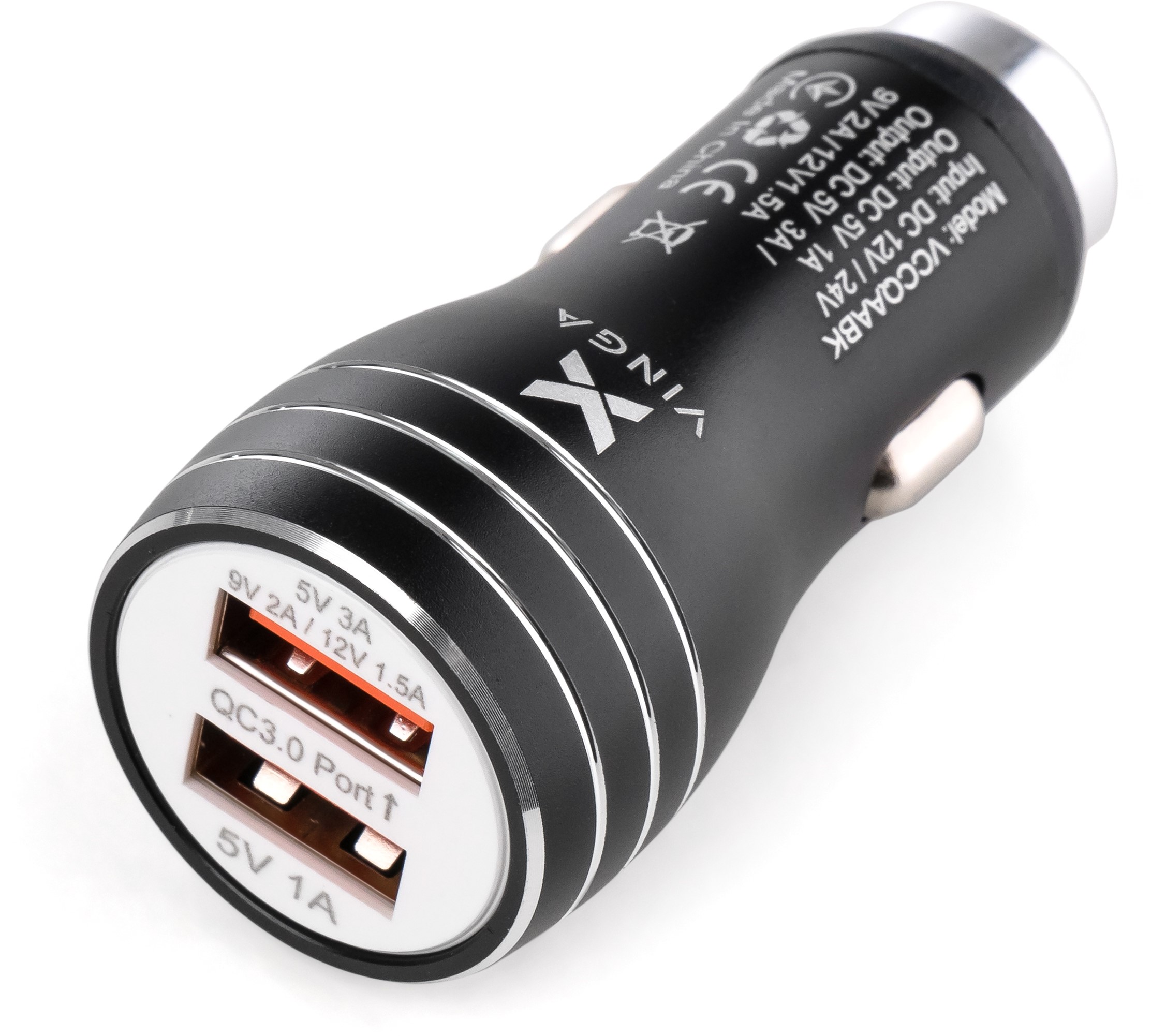 

Автомобильное зарядное устройство Vinga QC3 Quick Dual USB Car Charger aluminium 18W Max