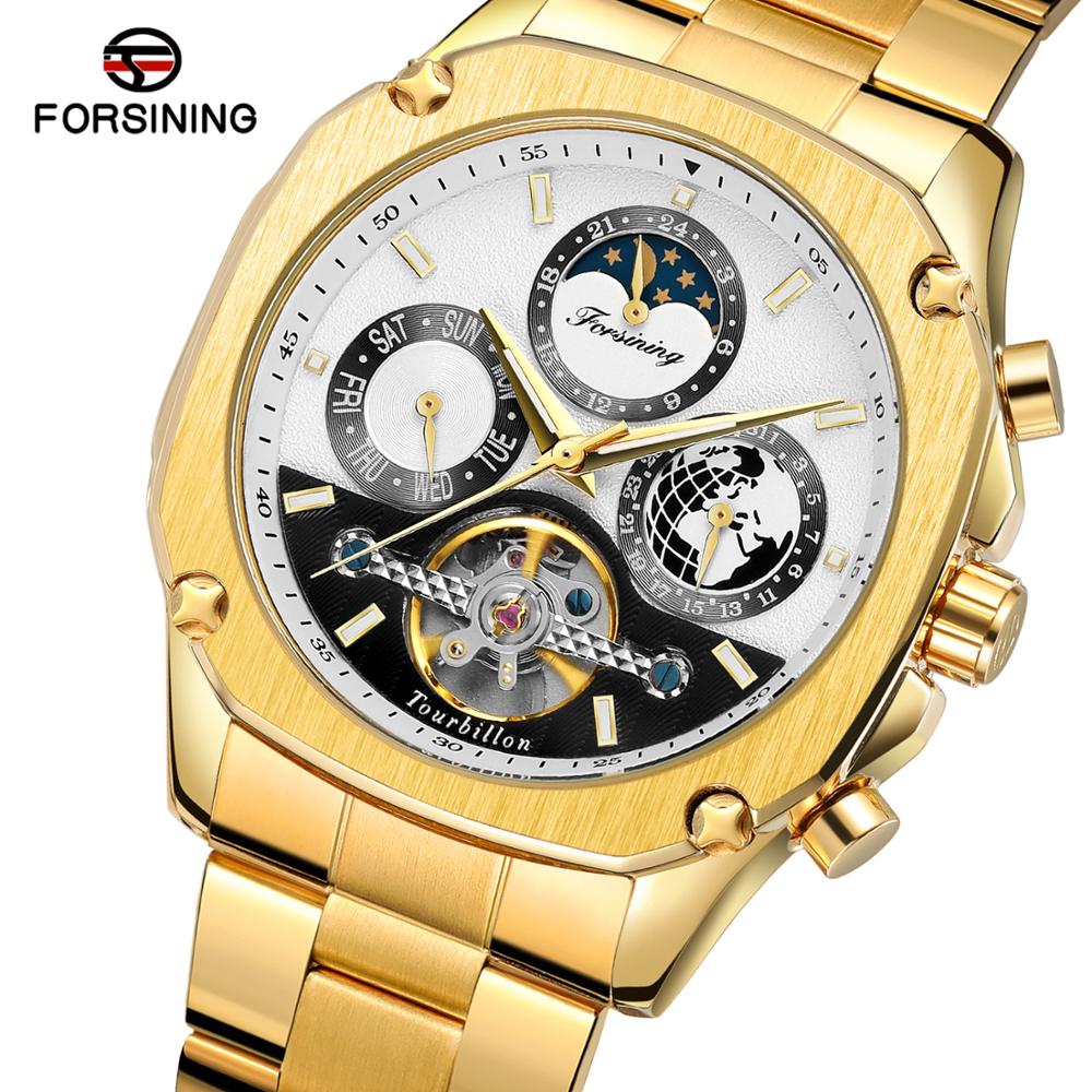 

Мужские Forsining Мужские часы FORSINING Moonphase Tourbillion (FSG6912M4G4 - 9899)
