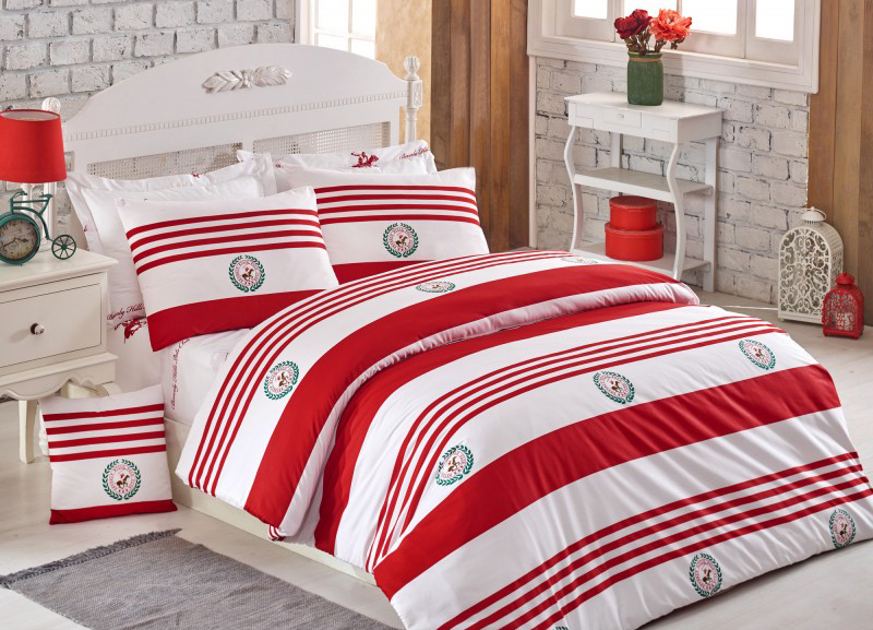 

Комплект постельного белья Beverly Hills Polo Club Ранфорс BHPC 003 Red 160x220 (svt-2000022198691)