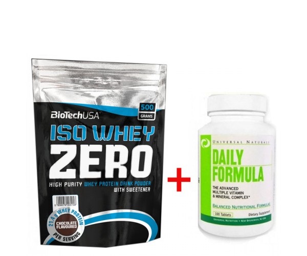 

Комплект Протеин Biotech Iso Whey Zero, 500 г - Шоколад + Витамины Universal Nutrition Daily Formula, 100 таб(125583)