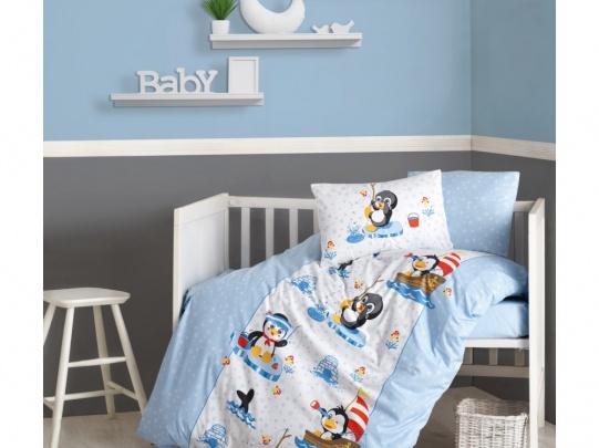 

Постельное белье Cotton Box для новорожденных Penguen Mavi 10050