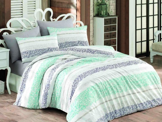 

Постельное белье Majoli Bahar teksil Morel Blue 200х220
