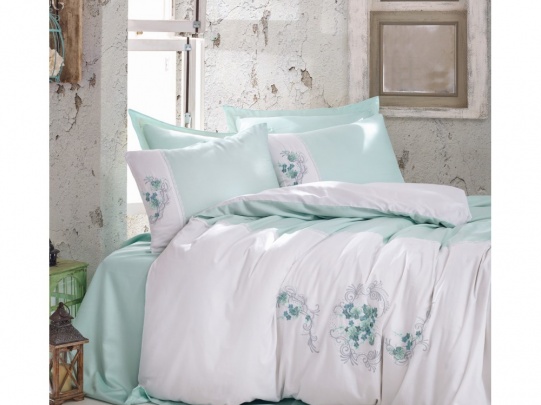 

Комплект постельного белья Cotton box 3D Brode Saten Lena Mint 200х220