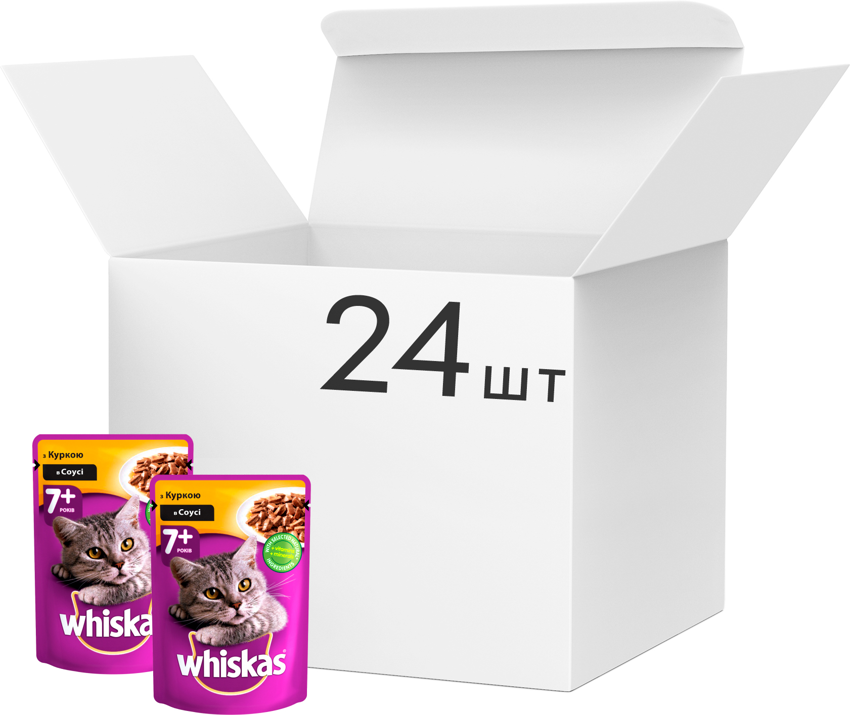 Акція на Упаковка влажного корма для котов от 7 лет Whiskas с курицей в соусе 100 г 24 шт (3065890128460) від Rozetka UA