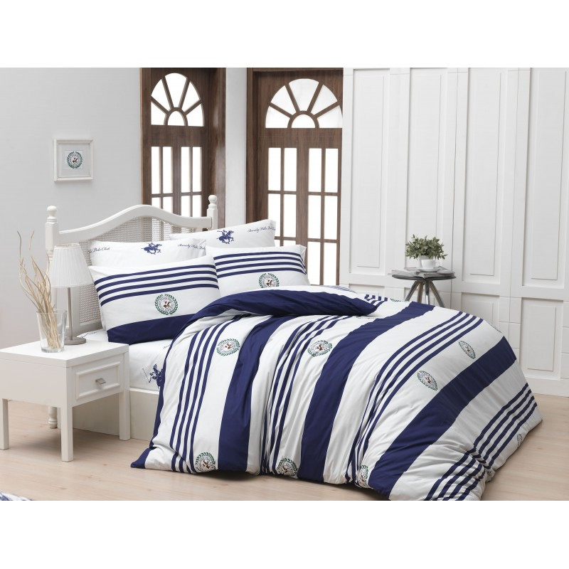 

Постельное белье Beverly Hills Polo Club ранфорс - BHPC 003 Dark Blue евро