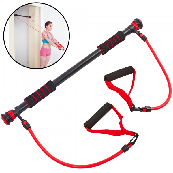 

Турник в дверной проем раздвижной с эспандерами Pro Supra FI-950 DOOR GYM SET Red (PS00869)