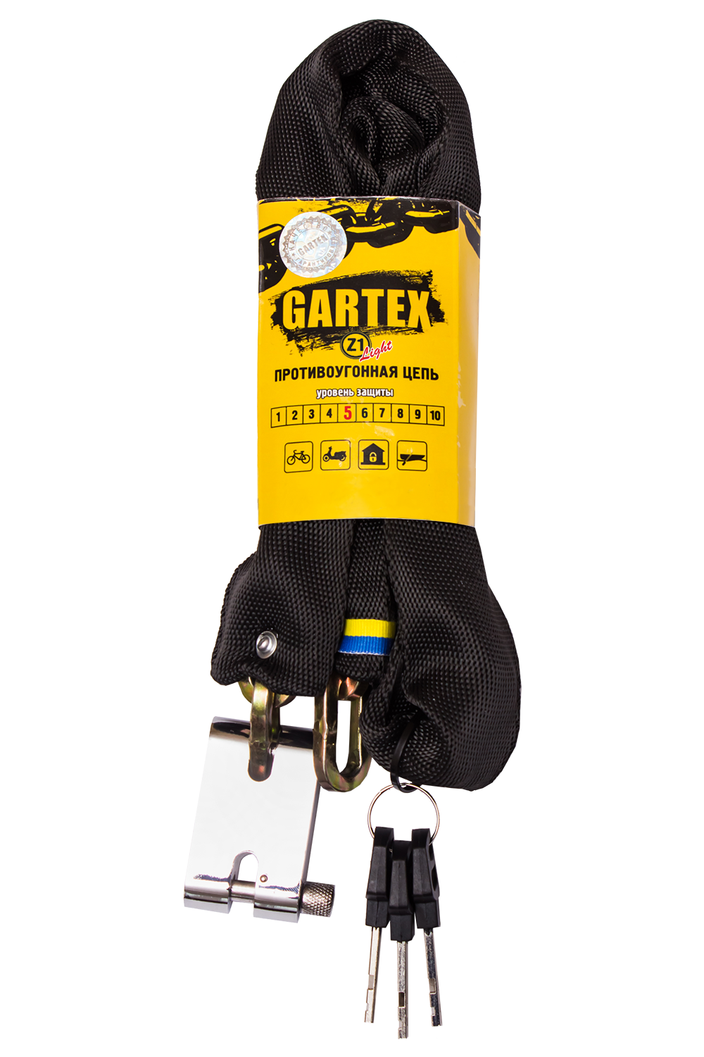 

Противоугонная цепь (велозамок) Gartex Z1 Light 1200x5 мм 001