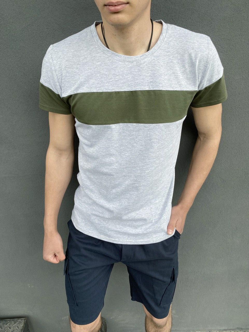 

Комплект Intruder Футболка "Color Stripe" серая - хаки + Шорты Miami синие размер ХХL