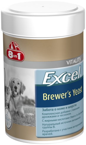 

Добавка Пивные дрожжи 8in1 Excel Brewers Yeast для кошек и собак таблетки 260таб/185мл