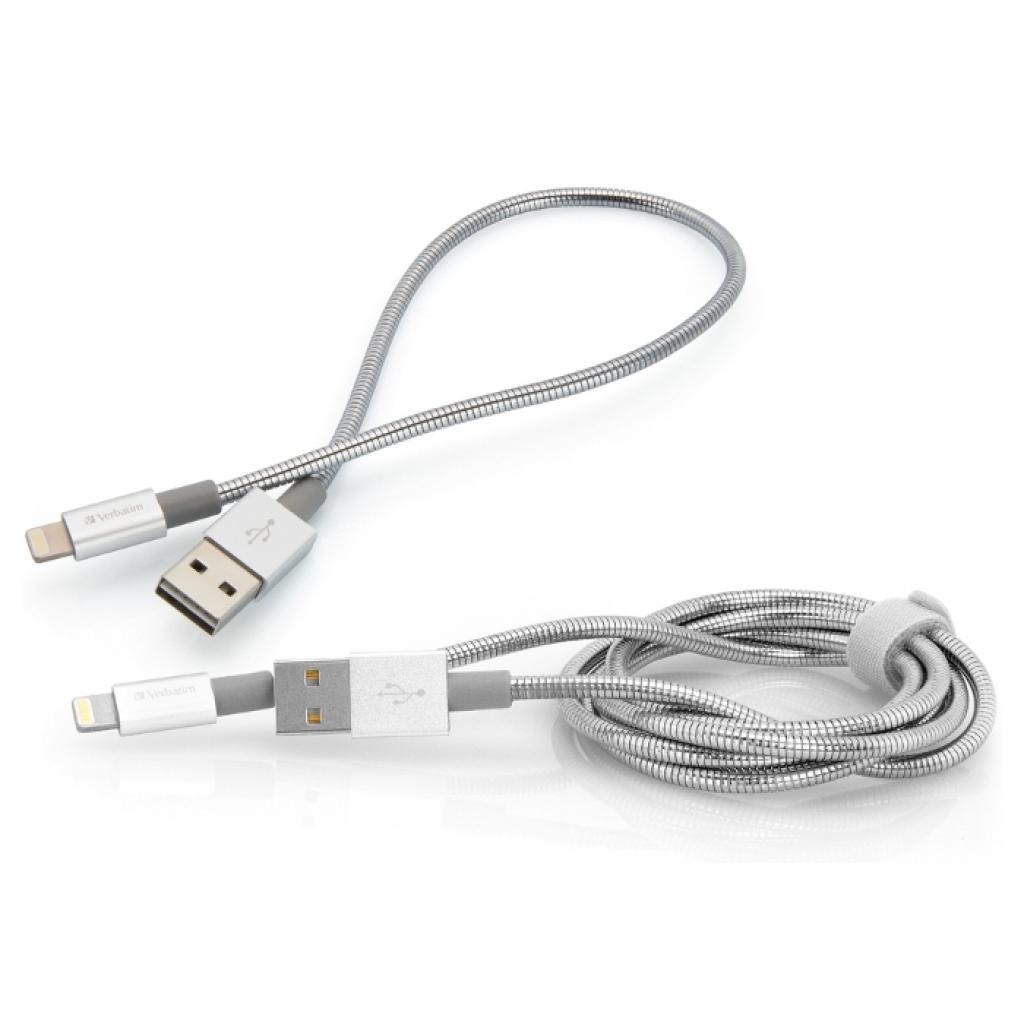 

Дата кабель USB 2.0 AM to Lightning 1.0m + 0.3m silver Verbatim