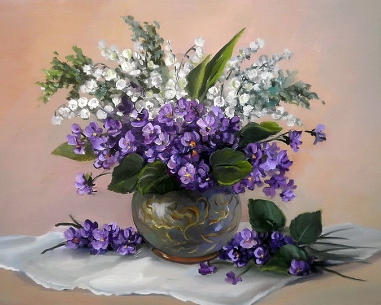 

Набор алмазной вышивки "Букет фиалок и ландышей". Художник Anca Bulgaru