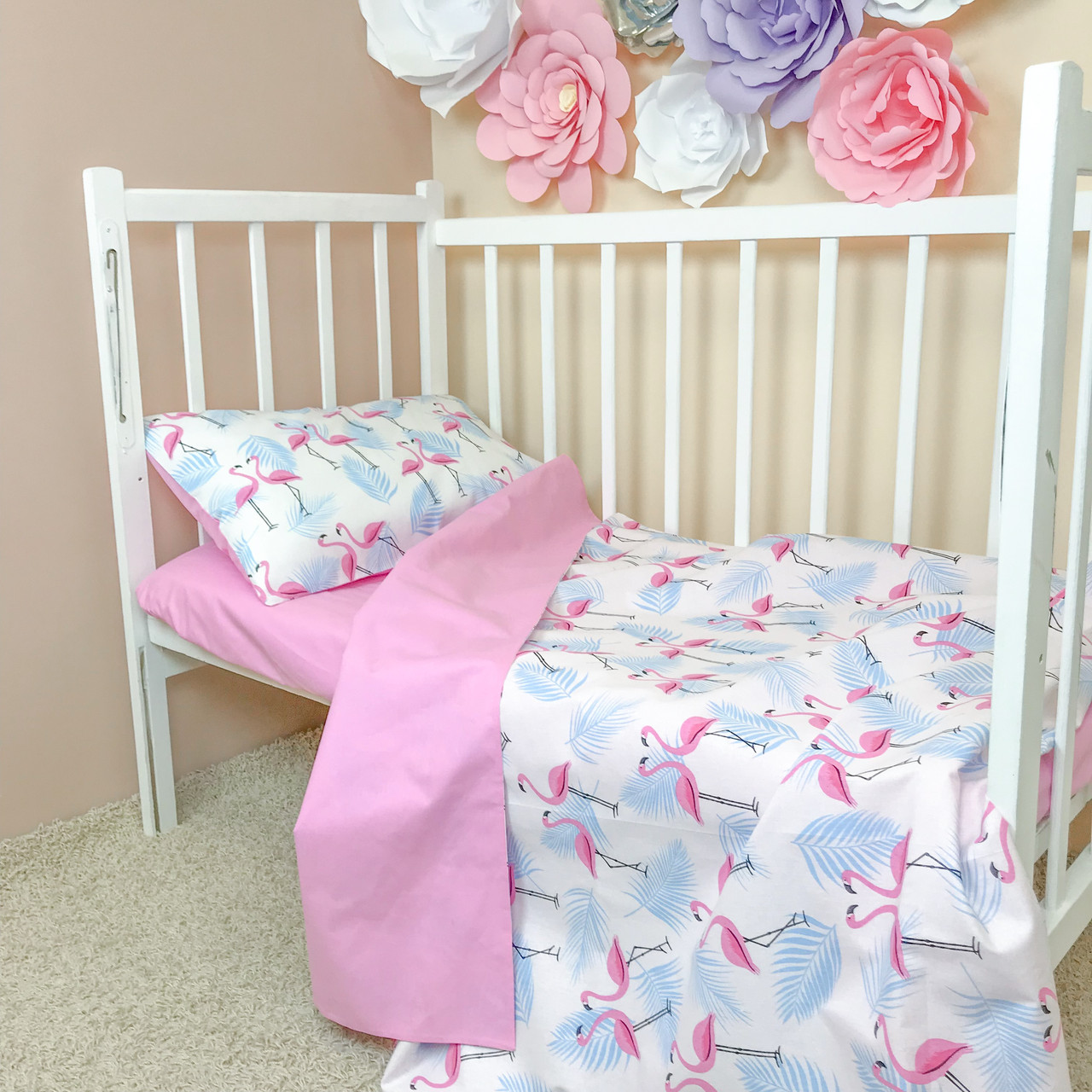 

Комплект постельного белья в кроватку 120х60 Oh My Kids "Flamingo Love"