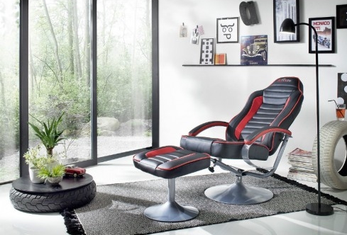 

Кресло Frost Relax McRacin Chair Red/Black Skin с оттоманкой для ног