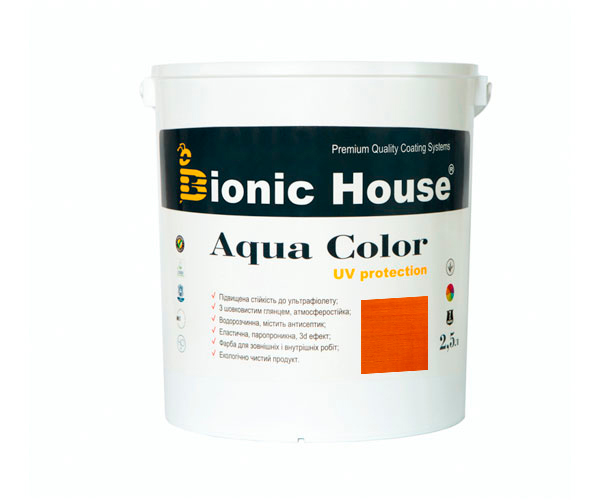 

Краска для дерева Bionic-House Aqua Color UV-protect 2,5л Янтарь