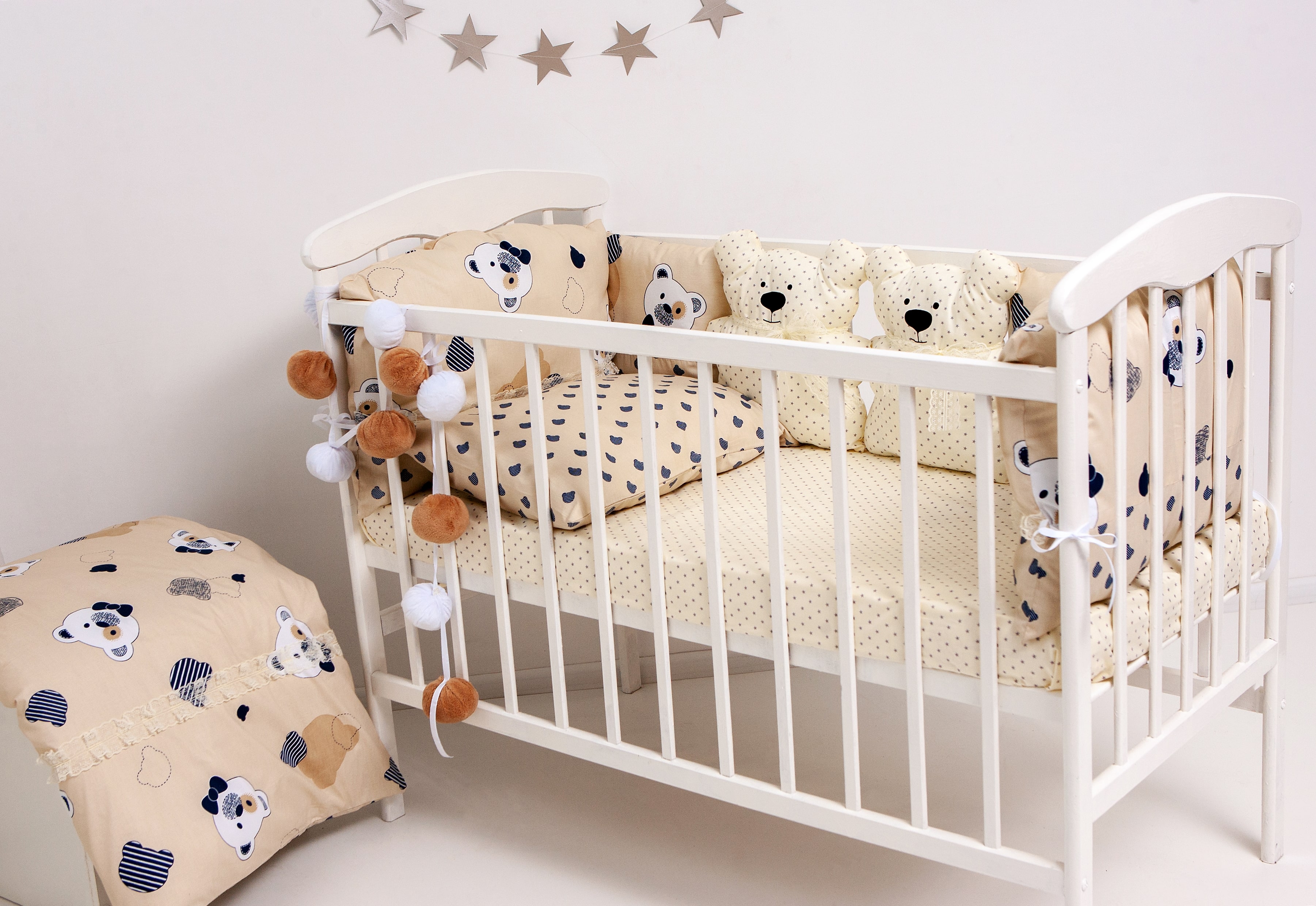

Комплект детского постельного белья в кроватку TeddyBoom Бэйби-Беж 9 в 1 Сатин
