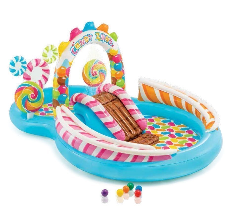 

Детский надувной бассейн Intex игровой центр Сладости 295х191х130 см (57149) с шариками, горкой и фонтаном