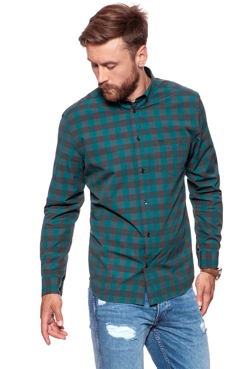

Рубашка Wrangler 1 Pocket Button Down Shirt Regular Fit Зеленый L-00
