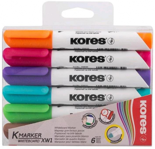 Набор маркеров Kores для белых досок 1-3 мм 6 цветов (K20802) – фото .