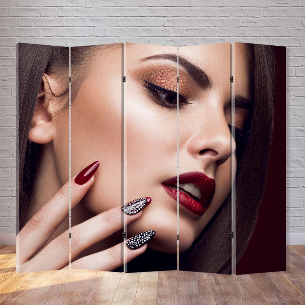 

Ширма для маникюрного кабинета FineDecor "Бордовые ноготки" 200x180 см 249b
