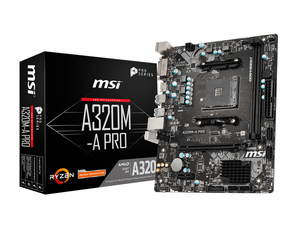 

Материнская плата MSI A320M-A PRO AM4 DDR4 SATA3 PCI-E DVI-D/HDMI mATX (180473)