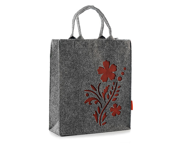 

Сумка FeltFabricDesign из войлока серая с красным цветком ВМ37-2