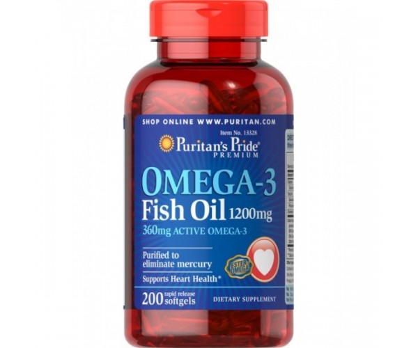 

Жирные кислоты Puritan's Pride Omega 3 Fish Oil 1200 mg, 200 капсул (103112)