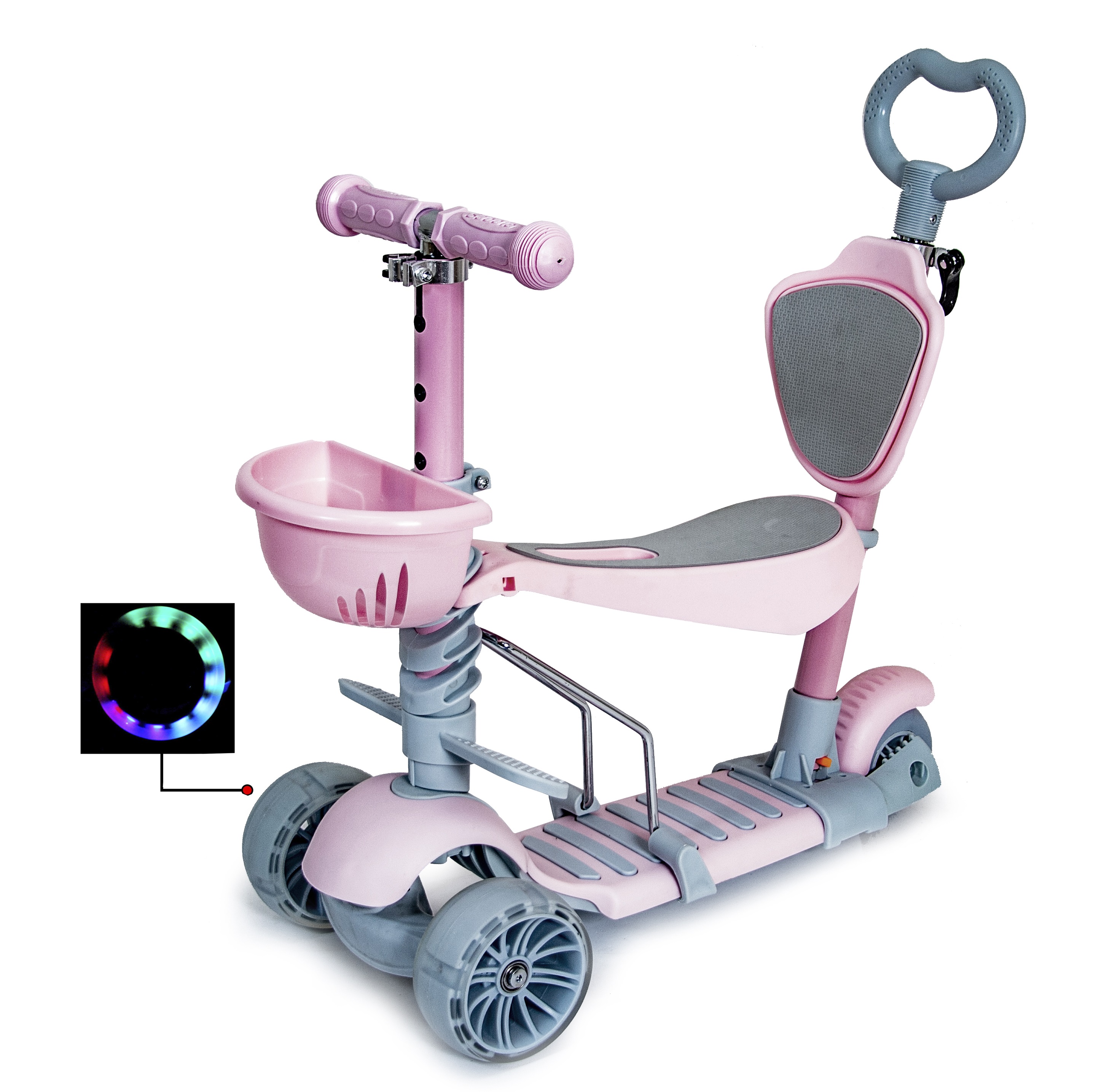 

Самокат Scooter Smart 5in1. Pastel Pink (многофункциональный, с родительской ручкой) - 1086921724