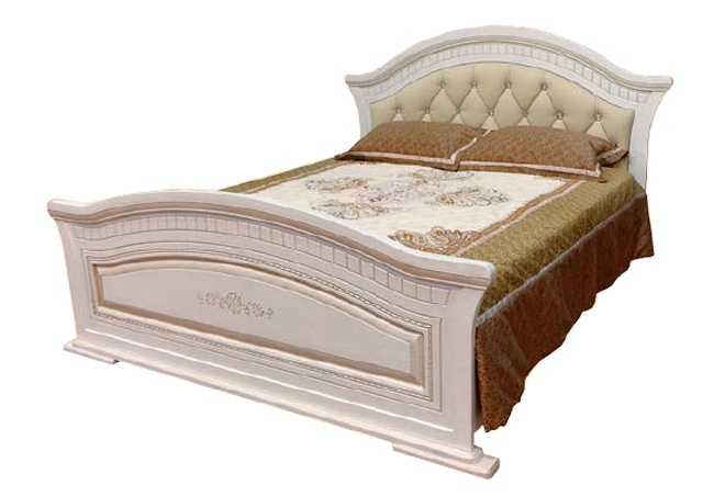 

Кровать с мягкой спинкой Світ меблів Николь 160 + ортопедические ламели 160х200 белый/белое дерево патина