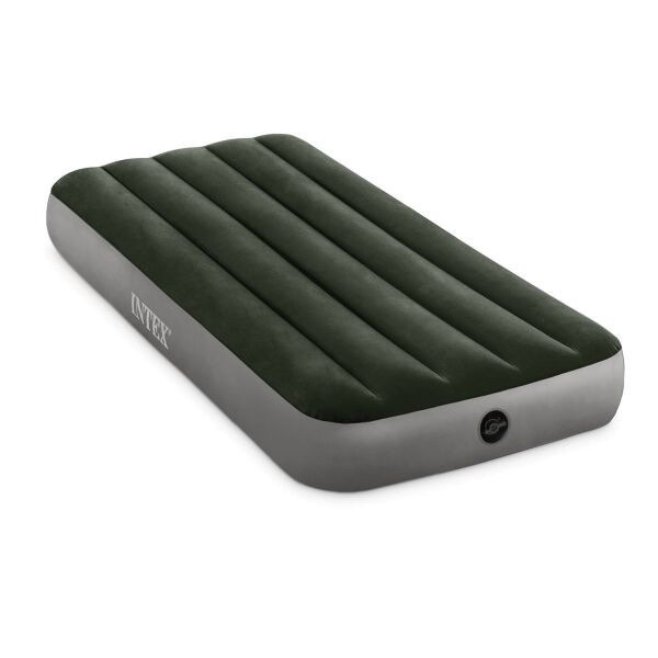 

Односпальный надувной матрас велюр Intex черного цвета размером 99x191x25 см встроенный ножной насос (RT64761)