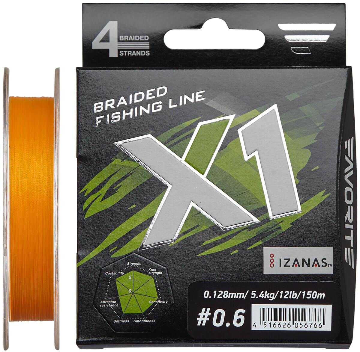 

Шнур Favorite X1 PE 4x 150m (orange) #0.6/0.128mm 12lb/5.4kg (арт.123416931118)