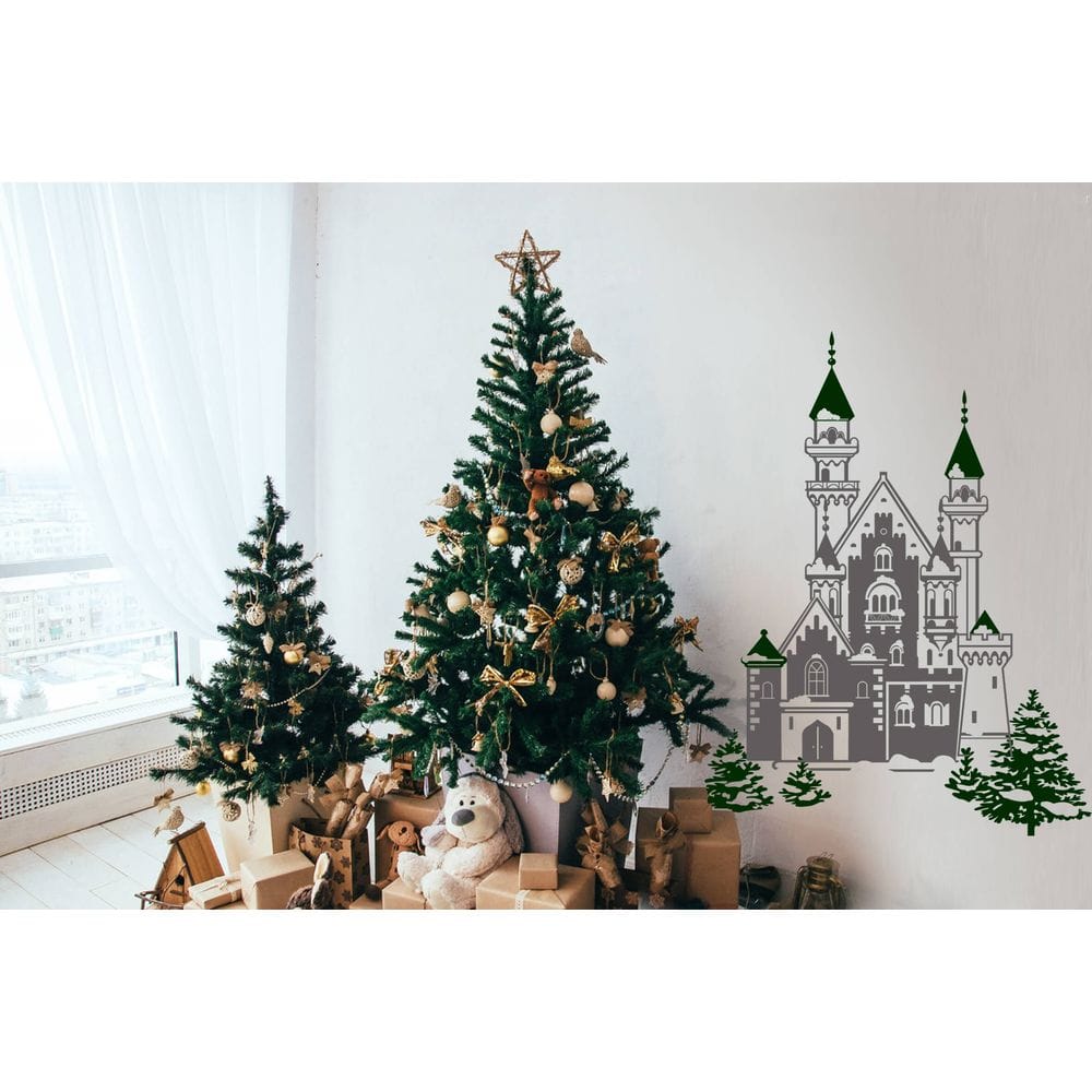 

Интерьерная виниловая наклейка на стену IdeaClock New year's castle 96х120 см Серая(53225-462)