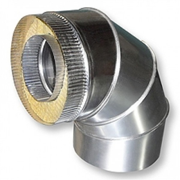 

Колено дымохода двустенное нерж/оцинк 90° d 150/220 (0.8 мм)