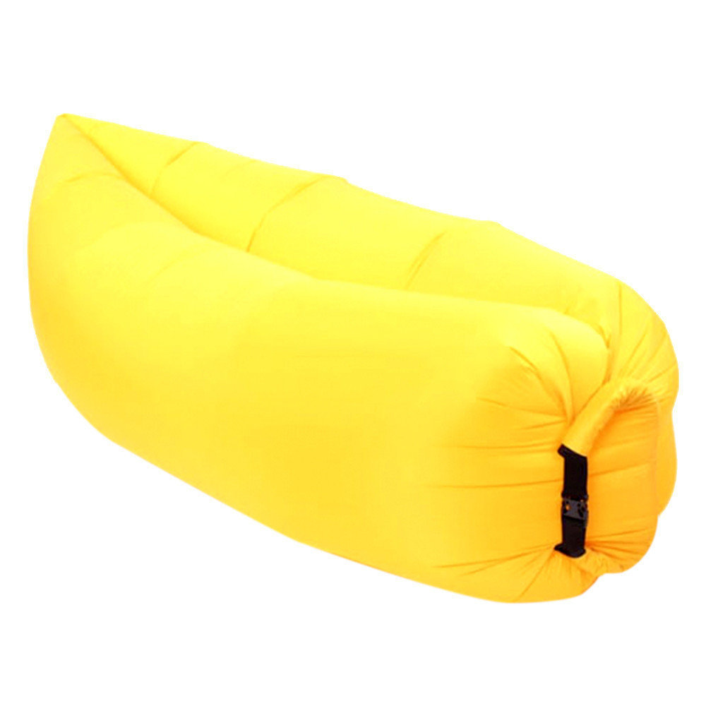 

Надувной диван и кресло 2 в 1 ламзак AirPuff Yellow шезлонг и лежак для отдыха и плавания 240 х 75 см двухслойный + сумка (46711 DI)