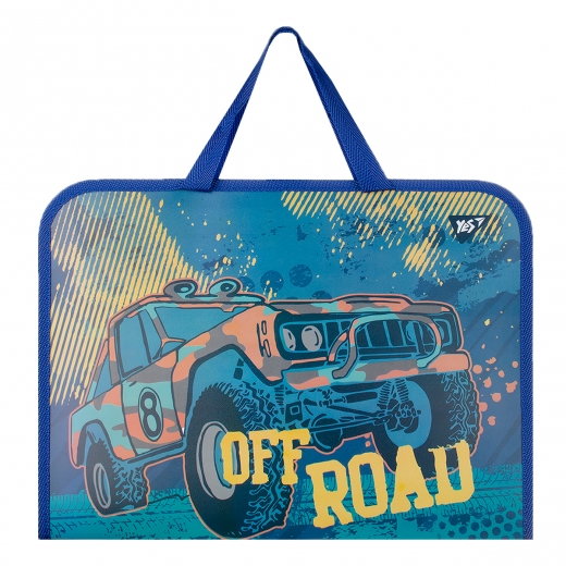 

Школьная папка-портфель на молнии с тканевыми ручками YES Of Road 26х35см Синий (491788)