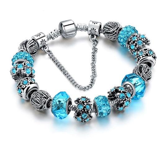 

Женский браслет Primo Sharm в стиле пандора Blue Primo голубой, серебряный